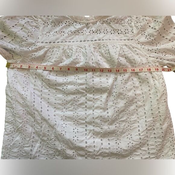 J. Crew White Eyelet Cotton Long Sleeve Tie Back Blouse - Picture 5 of 12